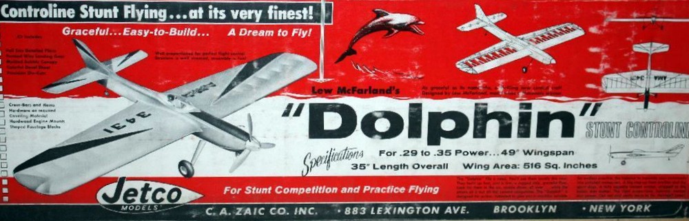 DOLPHIN PLAN + CONSTRUCTION ARTICLE for Lew McFarland's 48" UC Model Airplane