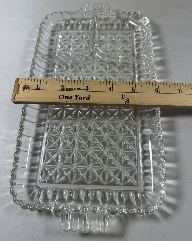 3pc Glass Appetizer Serving Plate 3 Compartment Edge Kitchen Serving Platters