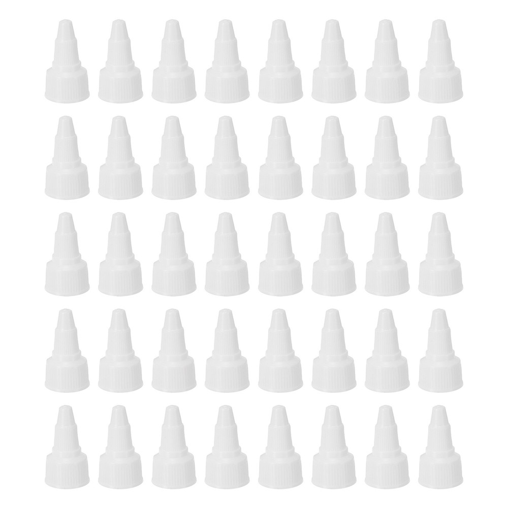 40Pcs 18/410 Plastic Ribbed Edge Squeeze Bottle Replacement Caps, White