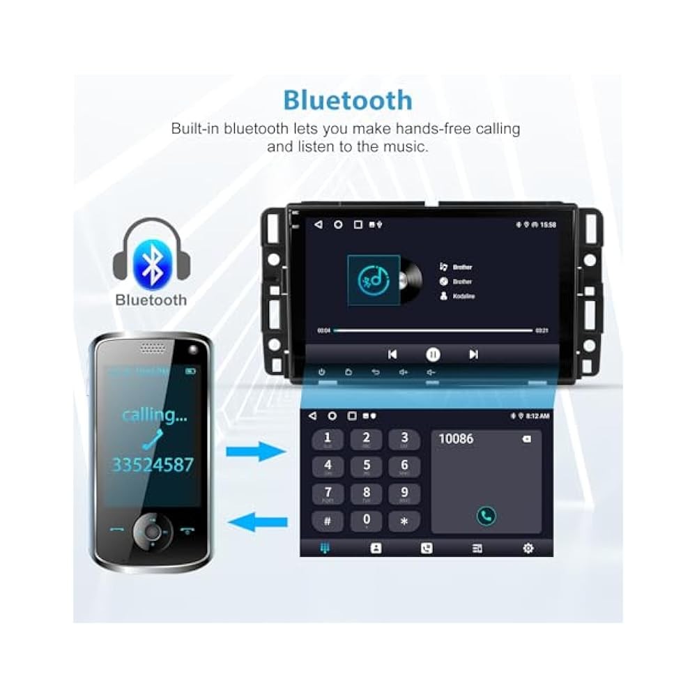 For 8,inch Touch Screen Car Stereo, Wireless CarPlay & Android Auto, Android