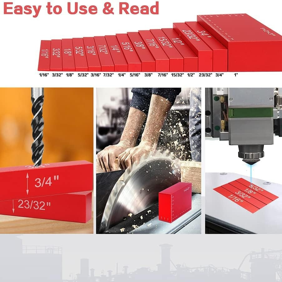 15PCS Aluminum Height Gauge Precision Setup Blocks for Router Woodworking