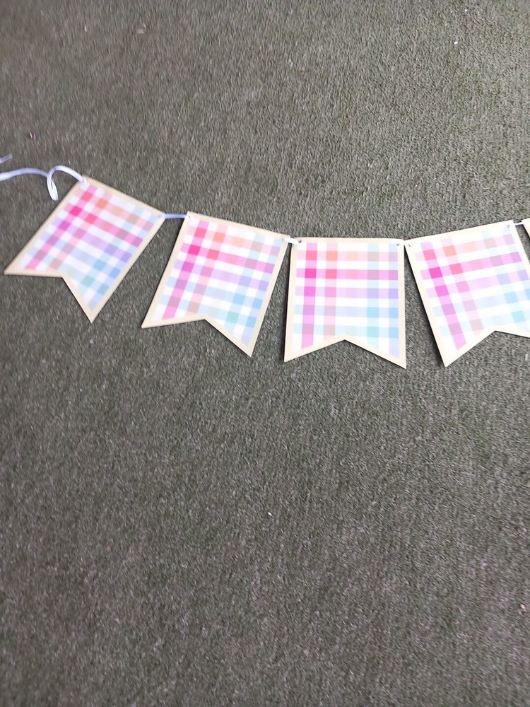 Gingham Paper  Bunting,   10ft/ 3m  Party etc