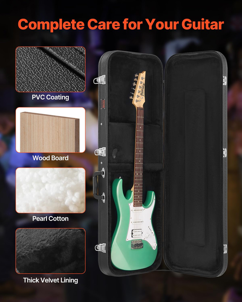 Electric Guitar Hard Case, 43.11 in Rectangular Guitar Hard Case, with Lock Latc