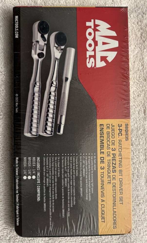 Mac Tools 3 Pc. Ratcheting Bit Driver Set w/Plastic Storage Tray