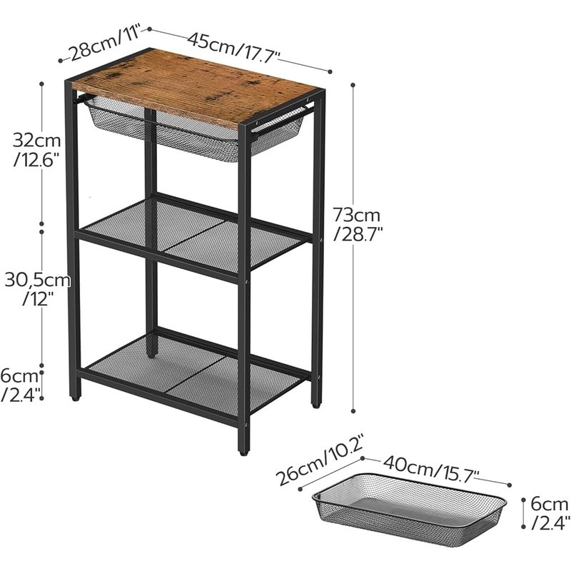 Multi-Layer Telephone Table with Storage Shelves - End Table Organizer