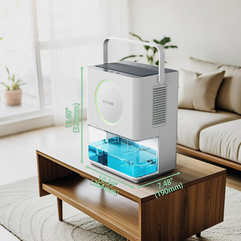 Compact 108 OZ Dehumidifier with HEPA Filter, Auto Off & Timer - White