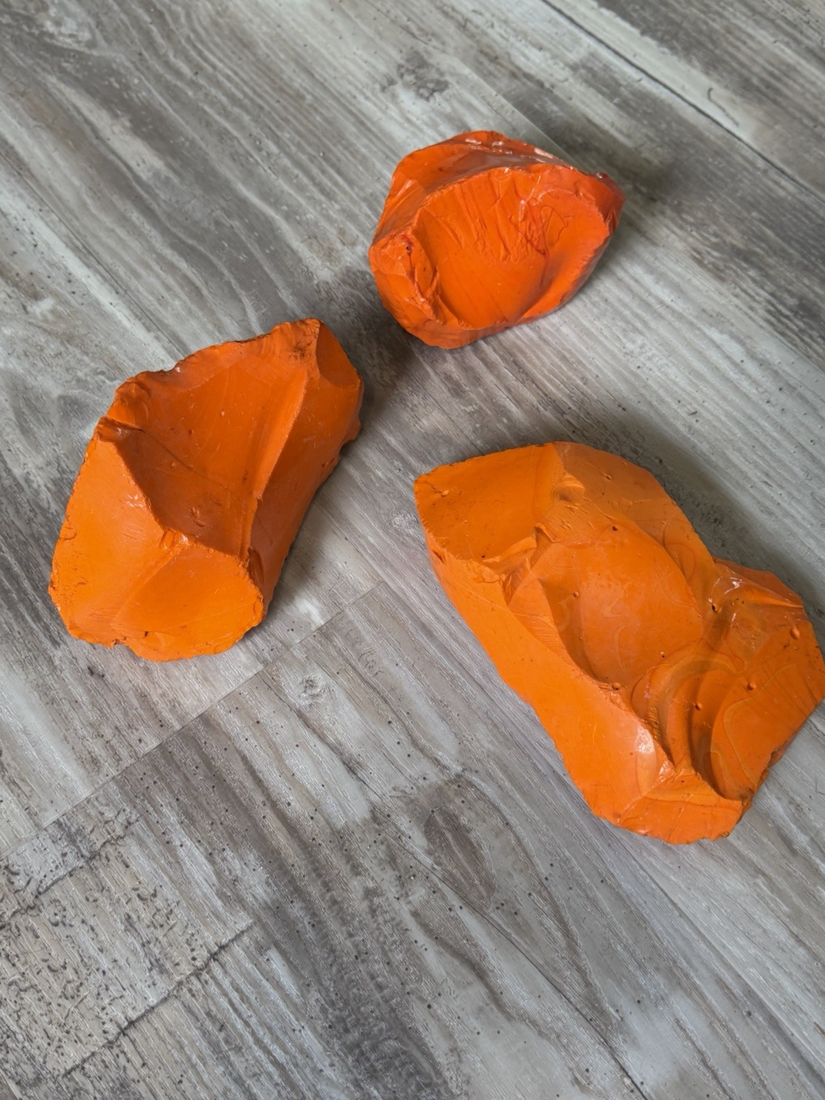 3pc Glass Rock Slag Opaque Fire Orange 6.39lbs TOTAL Rocks Landscape Aquarium