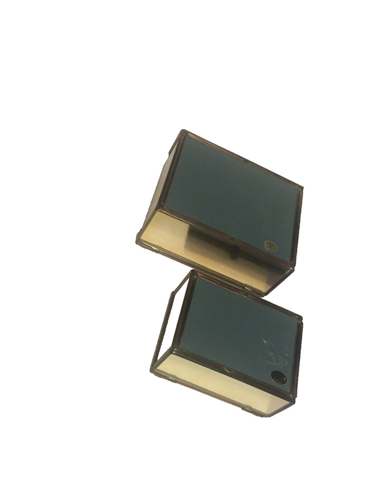 Two Decorative Mirror Metal Boxes Butterfly Apple Label