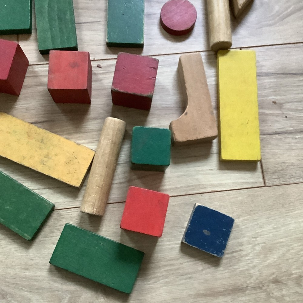 Vintage Wooden Stacking building Bricks