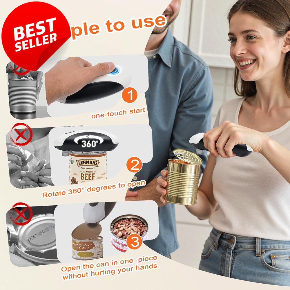 Electric Can Opener One Touch USB-C Rechargeable Automatic Kitchen Tool - US