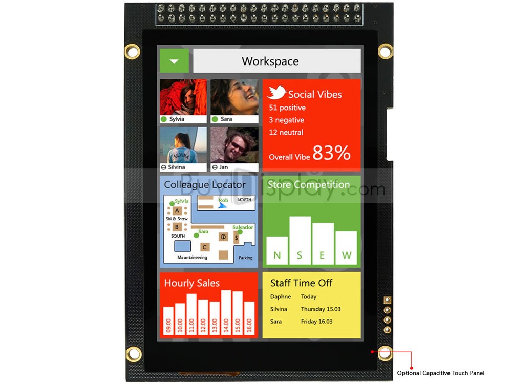 3.5" TFT LCD Display w/Capacitive Touch Panel Screen,Breakout Board,Tutorial