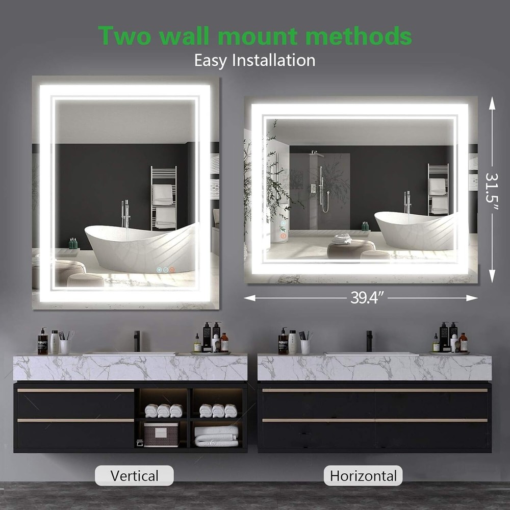 40*32 LED Bathroom Mirror, Lighted Vanity Mirror, Bluetooth Mirror With Light