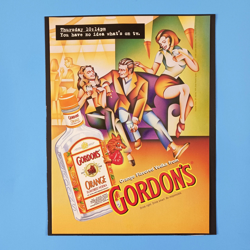 1998 Gordon's Orange Flavoured Vodka Print Advertisement