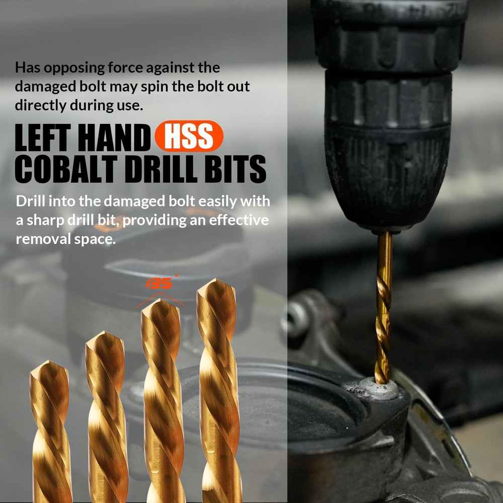 Coobeast 35 Pcs Screw Extractor and Left Hand Drill Bits Set, 35 PCS, Black