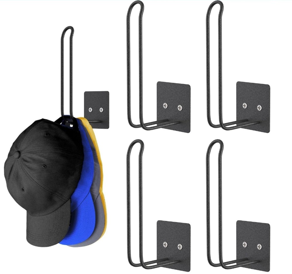 4 Pack Hat Racks Baseball Cap Hat Holder, Organizer - Strong Adhesive/Wall Drill