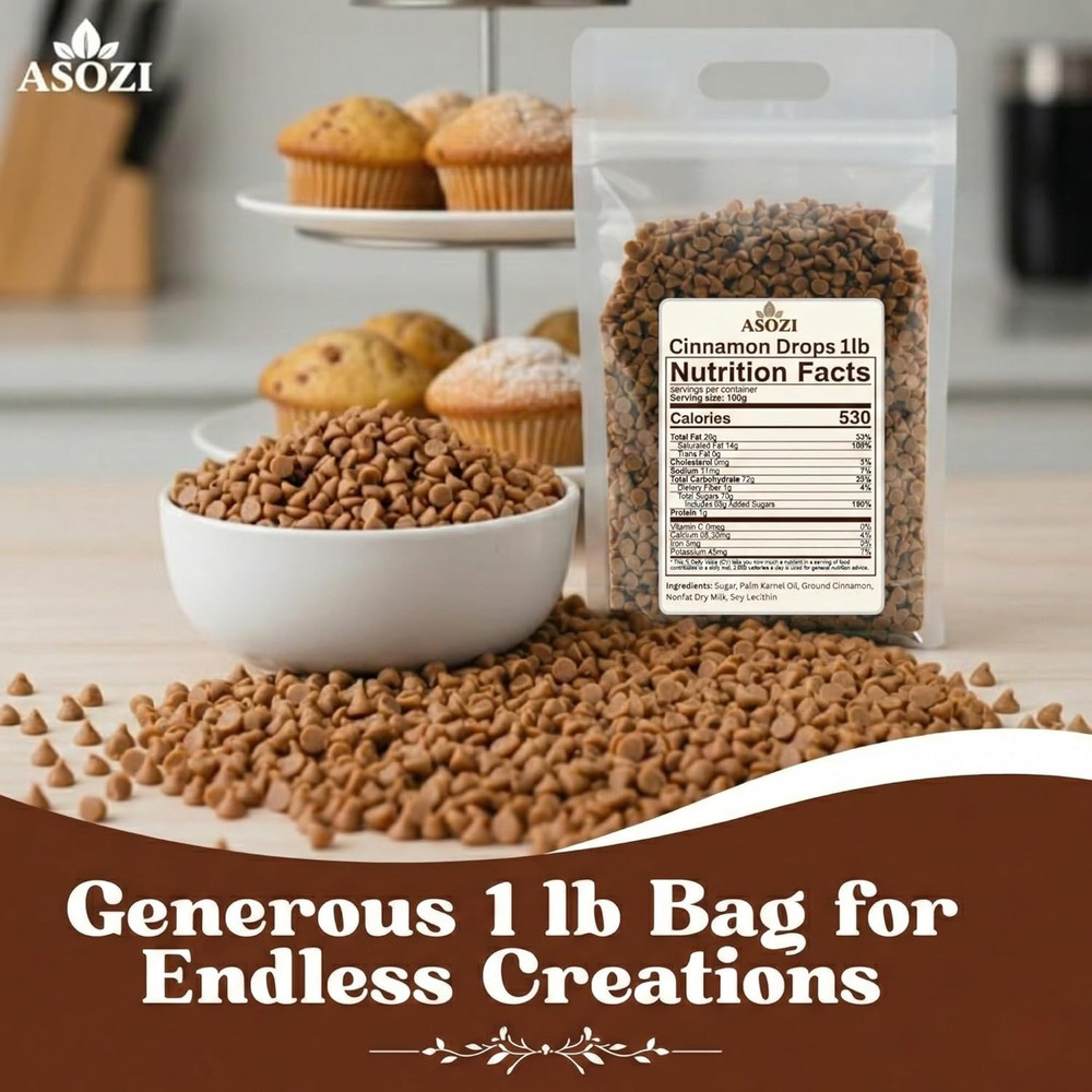 Cinnamon Chips for Baking 1Lb- Cinnamon Flavored Drops for Baking, Small-Sized B