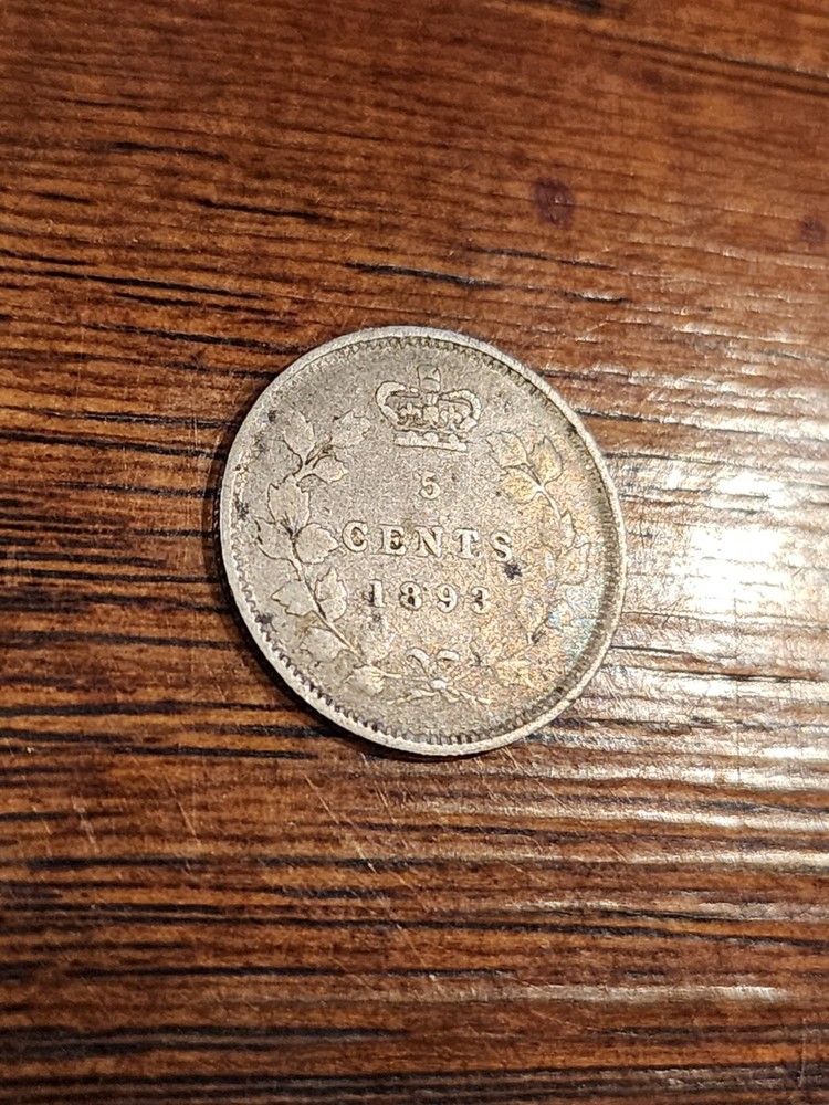 1893 Canada 5 Cents Silver Coin
