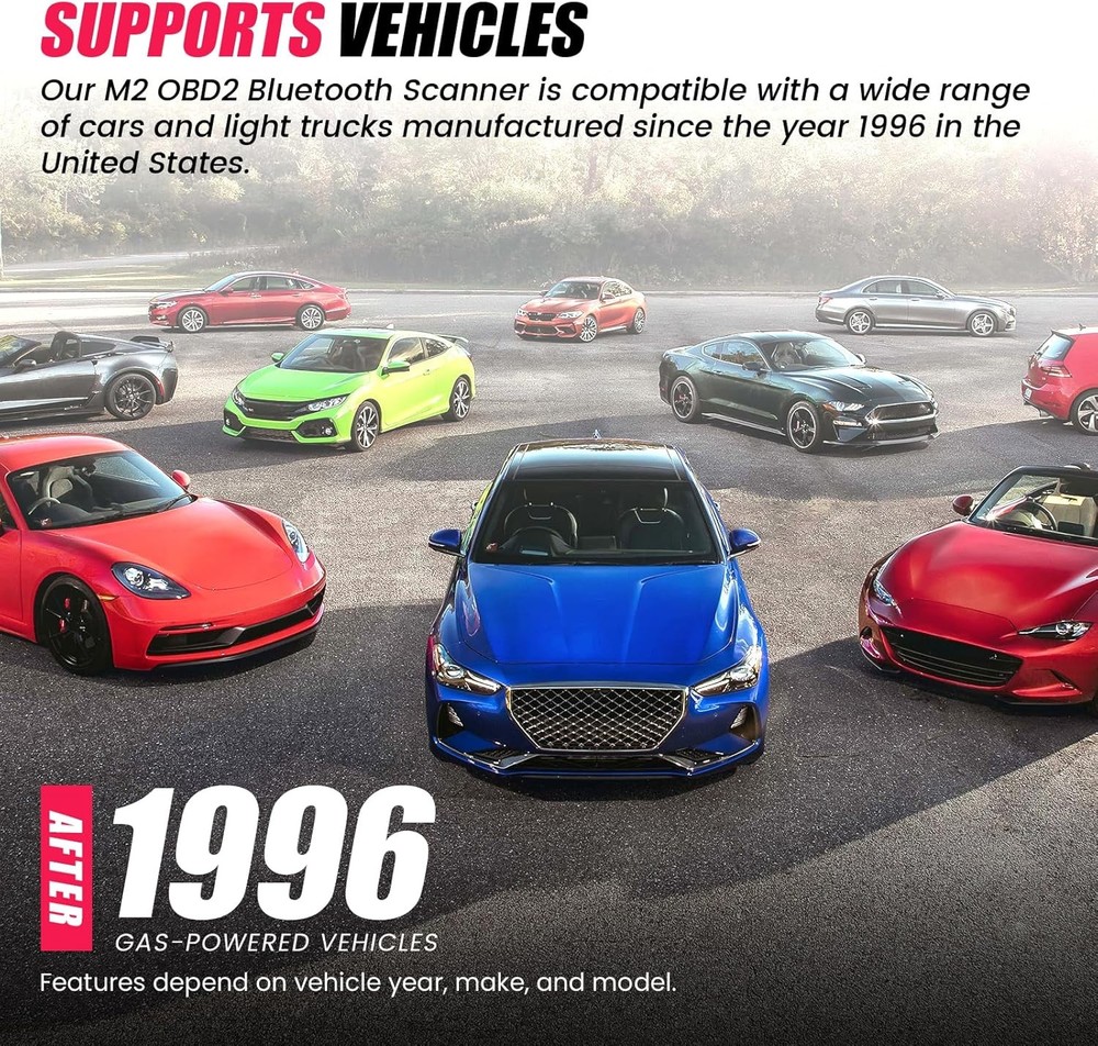 Bluetootsh OBD2 Scanner for Iphone & Android, ELM327 M2 Car Diagnostic Tool, Cod