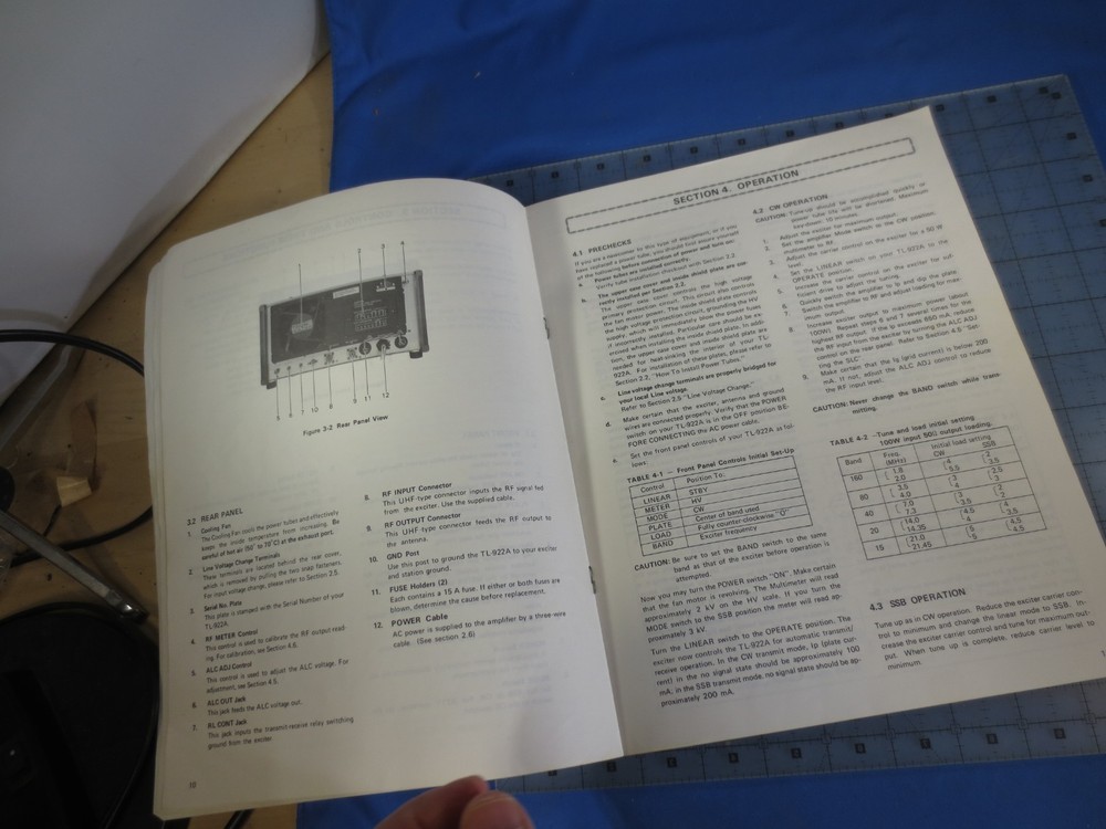 Kenwood Linear Amplifier Instruction Model TL-922A Manual (Original!)