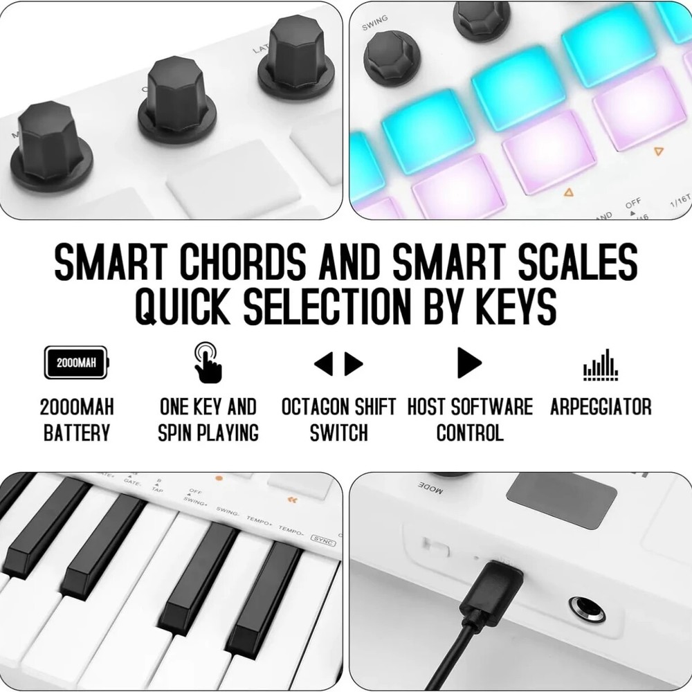 M-VAVE SMK-25 II MIDI Pad Controller Keyboard 25- MIDI Control USB Keyboard