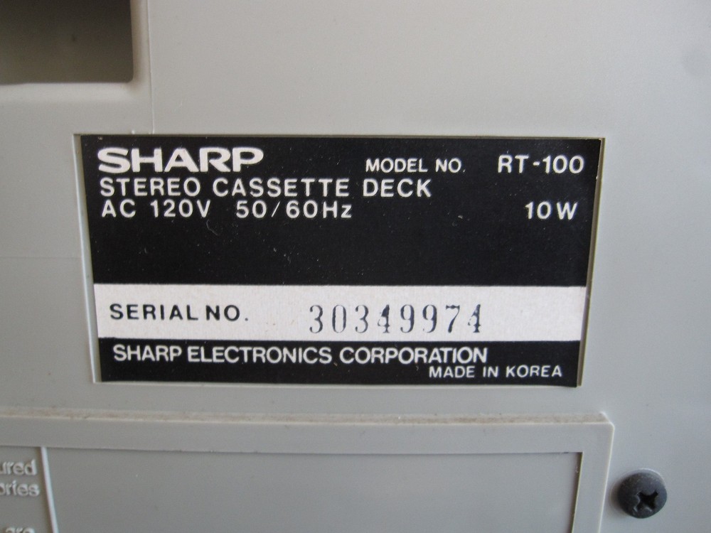 Sharp Stereo Cassette Deck RT-100