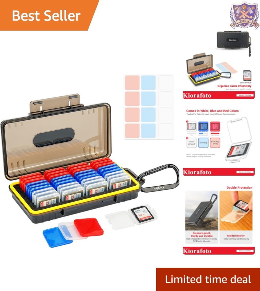 SD Card Case 36 Pack Plastic Holders Water-Resistant Shockproof Dustproof Org...