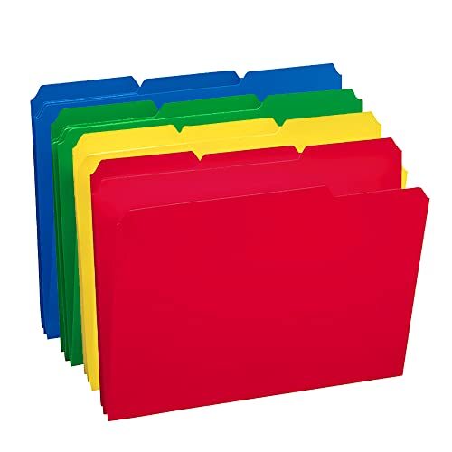 Poly File Folder, 1/3-Cut- Tab Letter Size, Assorted Colors, 24 per Box
