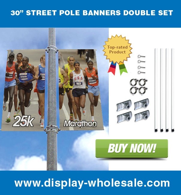Street Pole Banner Bracket 30" Double Set