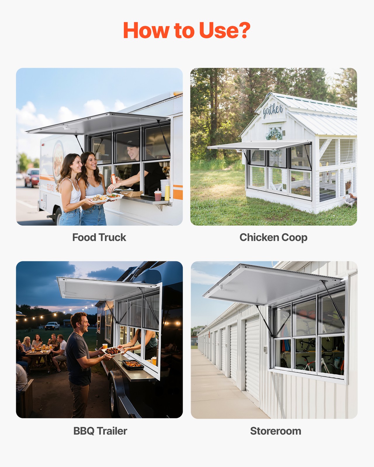 VEVOR 60x36in Concession Stand Serving Window Food Truck Service Awning Aluminum