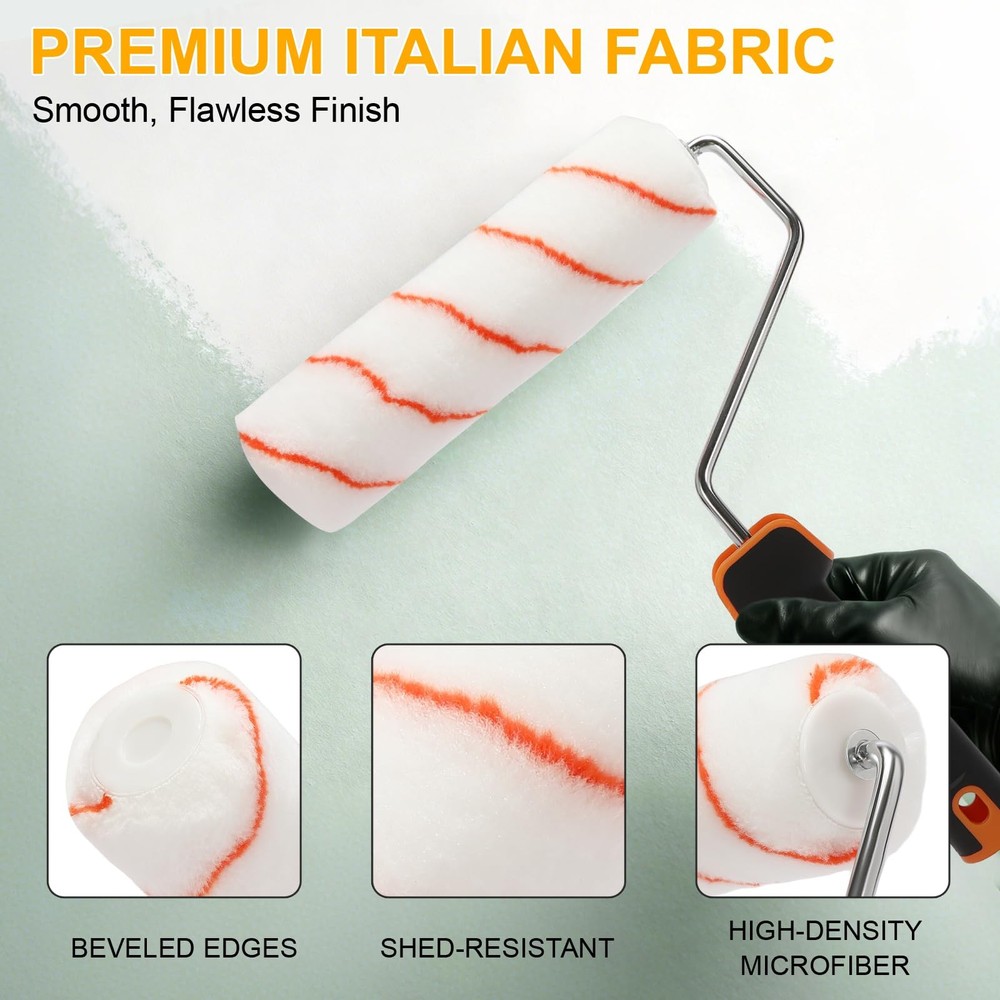Paint Roller kit, Extension Pole 5ft,Paint Brushes,Paint Black
