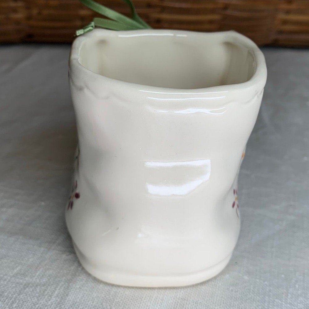 Hand Painted Signed Ceramic Planter Trinket Candy Nut Dish Easter Spring Decor