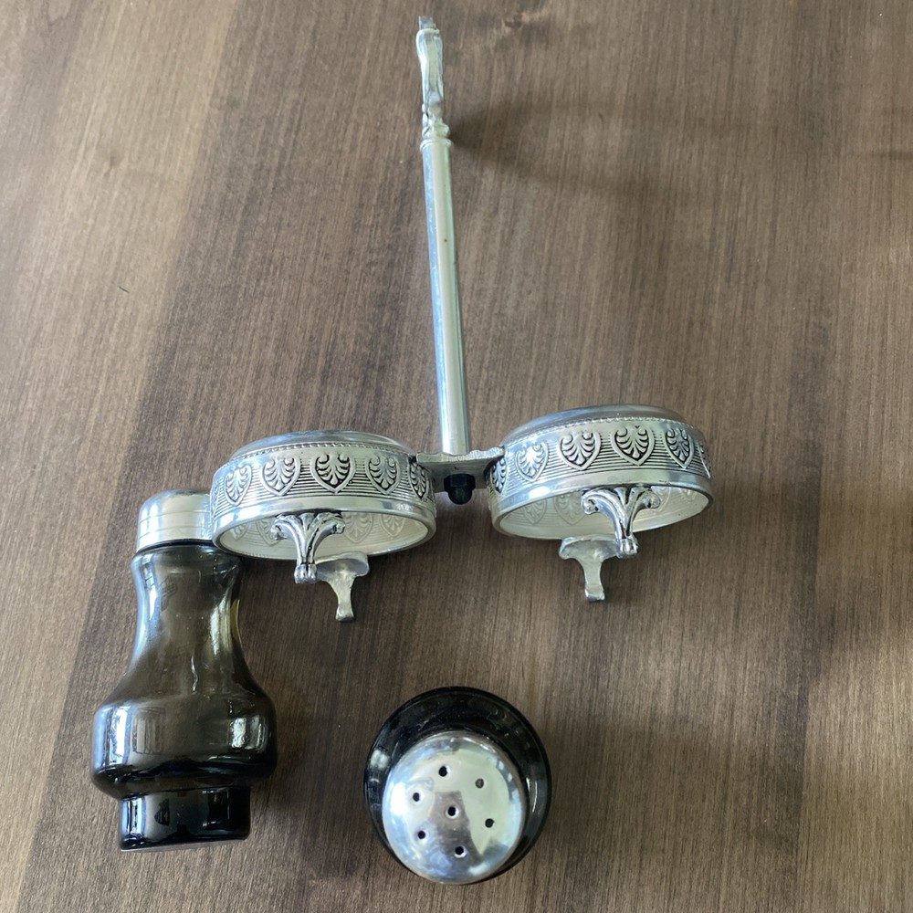 Mid Century Eisenberg Lozano Silverplate Footed Salt & Pepper Cruet Set Handmade