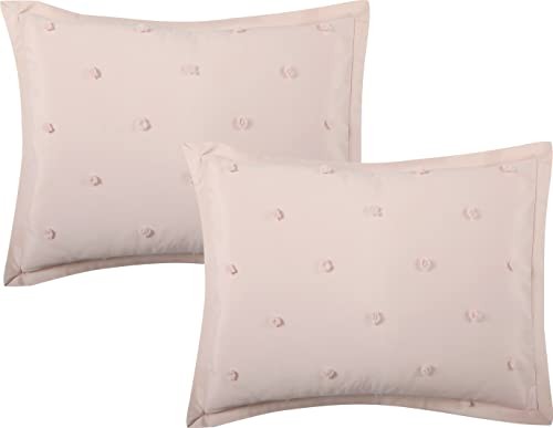 5 Piece Clip Comforter Set Size, Solid Color, Soft Bedding Set, King Blush