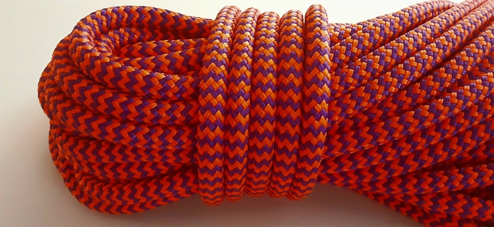 9/16 x 49 ft. Double Braid-Yacht Braid Polyester Rope.Herringbone Orange/Purple