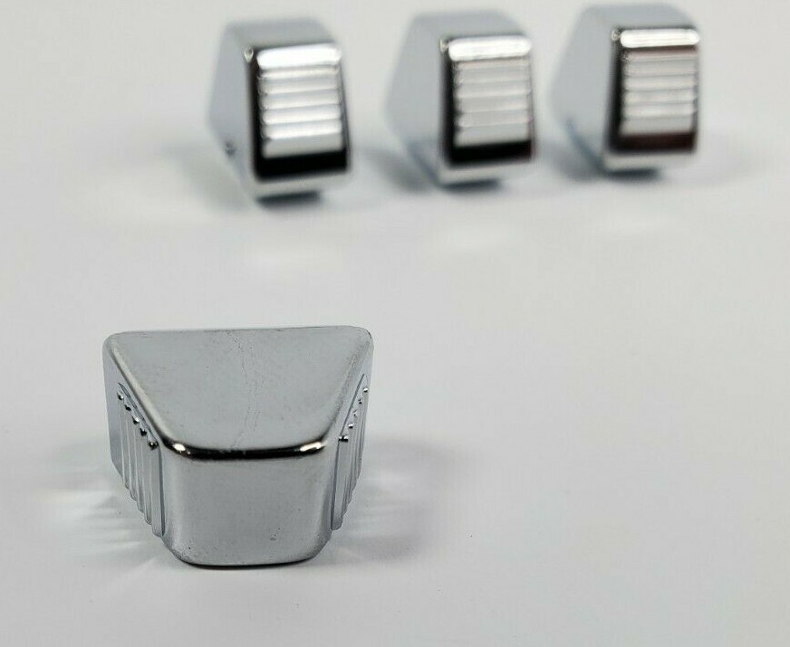 (Set/4) Chrome Heater A/C Fan Vent Selector Temp Control Knobs for Chevy/Pontiac