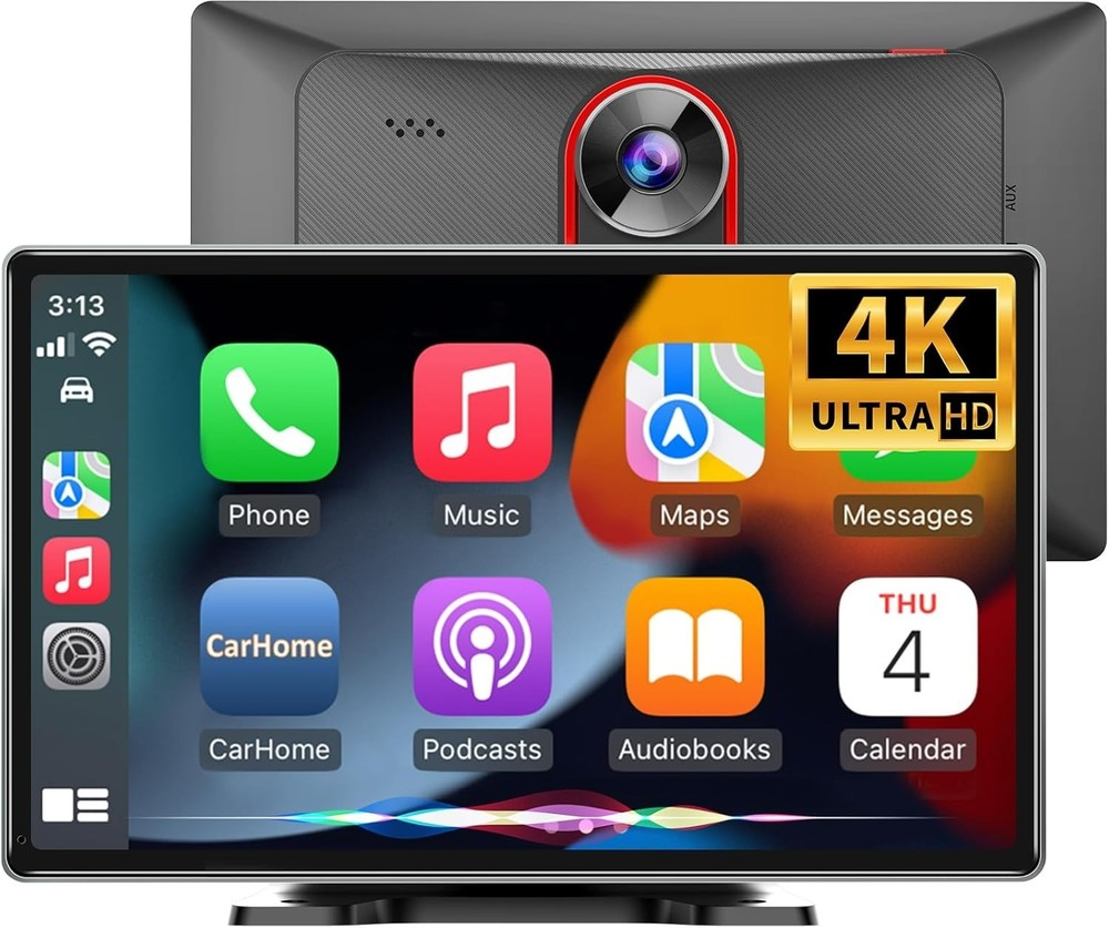 9'' CarPlay Screen, Wireless Apple Carplay Android Auto, Dash Cam & Backup Cam