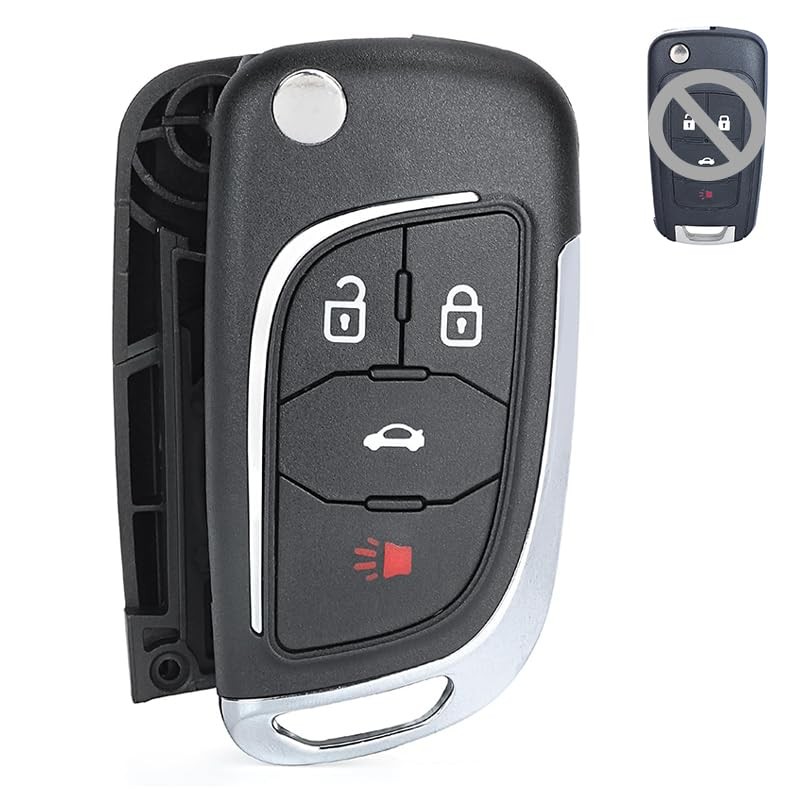 Modified 4 Button Flip Remote Key Shell Case for Chevy Camaro Cruze 4 Buttons