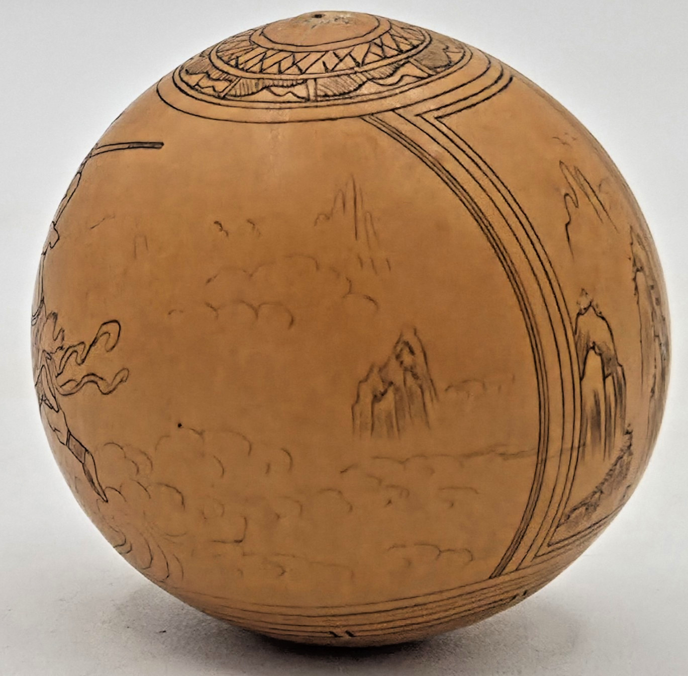 Chinese Lanzhou Etched Gourd Rattle Sun Wukong Monkey King Journey to the West