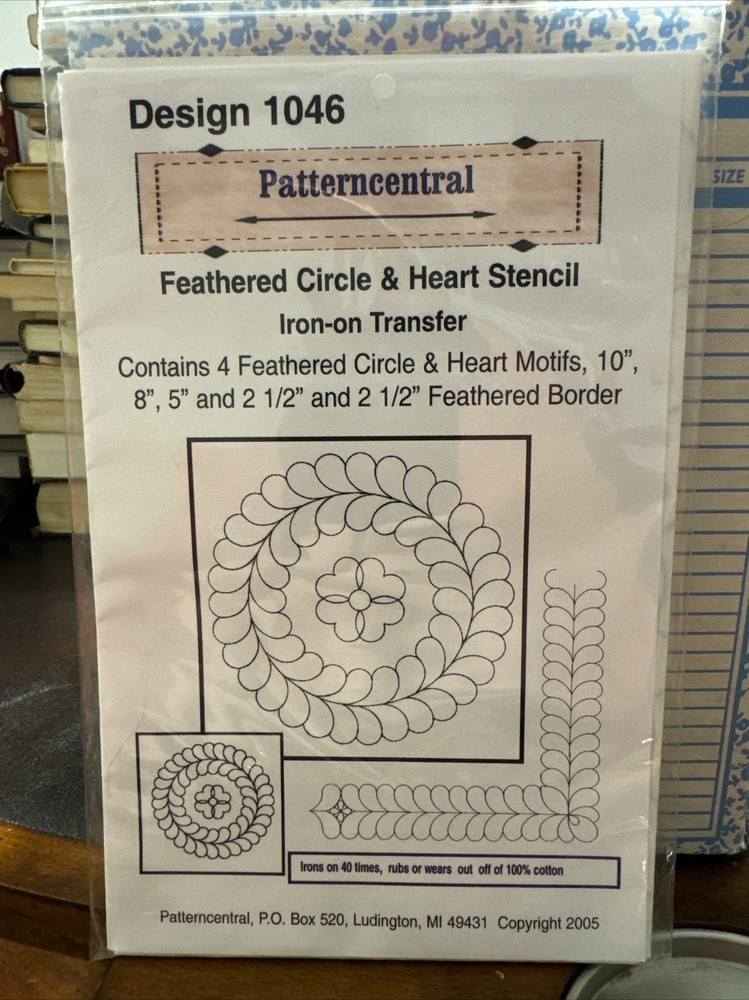 Patterncentral Feathered Circle & Heart Stencil Iron-on Transfer