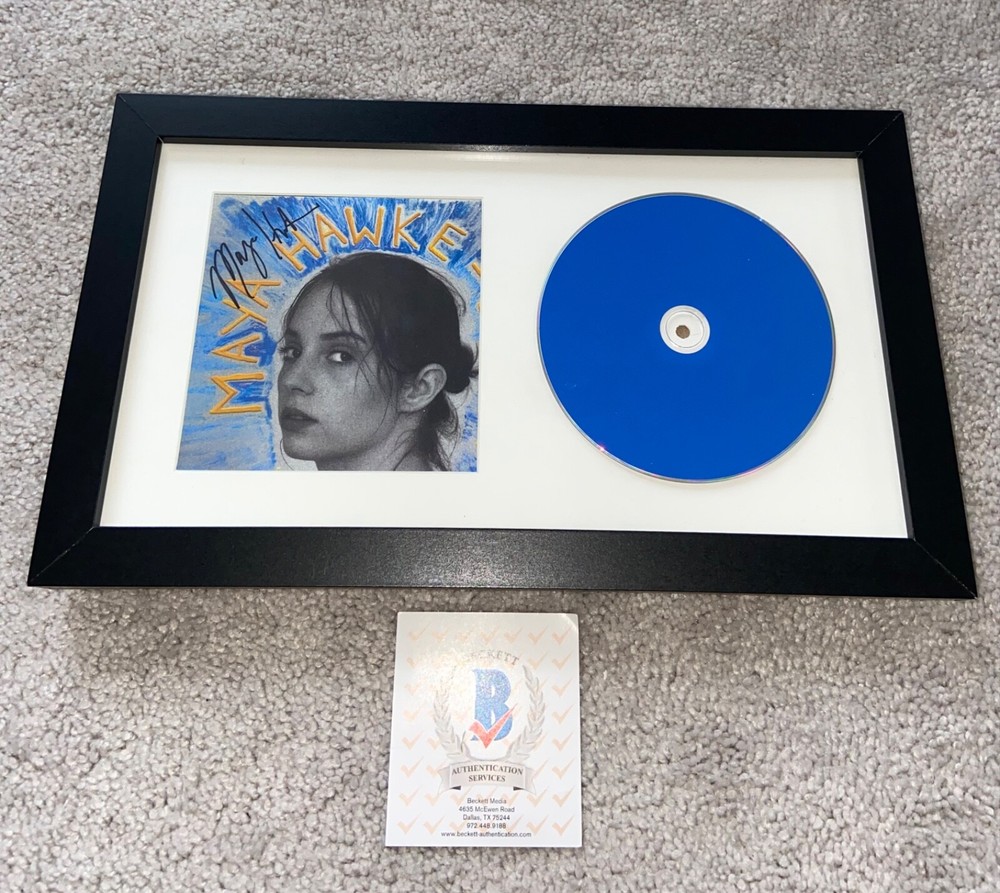 MAYA HAWKE SIGNED BLUSH FRAMED CD STRANGER THINGS ROBIN SINGER ACTRESS BAS