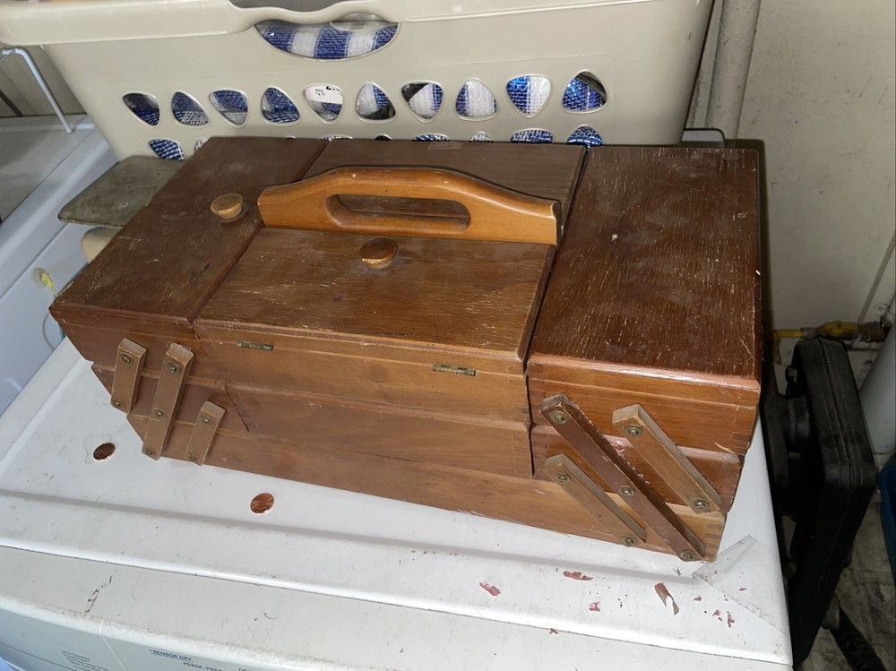 vintage sewing box wood