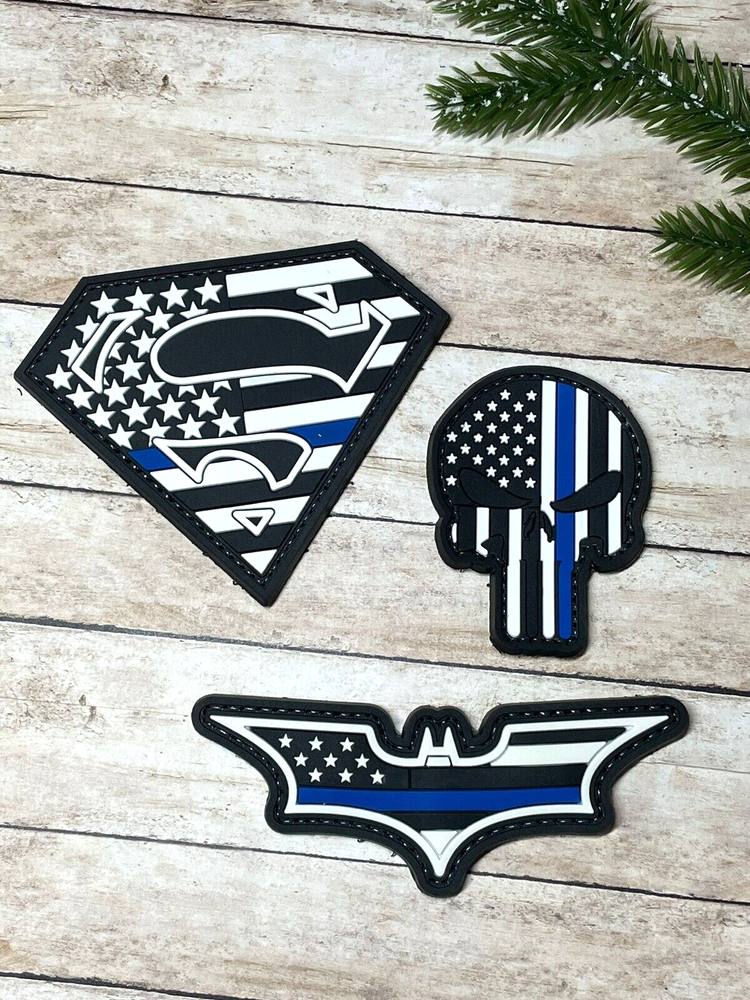 Punisher PVC Patch - Tactical Morale Patch - Thin Blue Line Flag Patch - Police