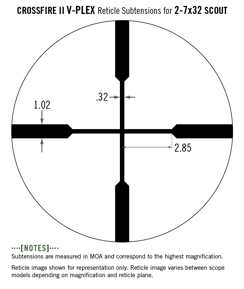 Vortex Optics Crossfire 2-7x32 Dead Hold BDC Riflescope w/ Vortex Medium Rings