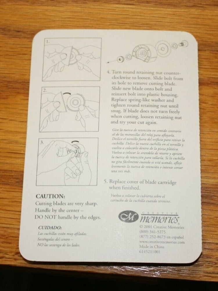 Creative Memories Custom Cutting System CIRCULAR BLADE REPLACEMENT ANTIQUE SINGL