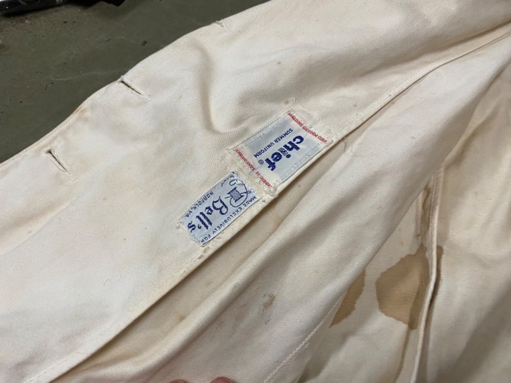 ORIGINAL WWII US NAVY CHIEF PETTY OFFICER CPO DRESS "WHITES" JACKET-MEDIUM 4OR