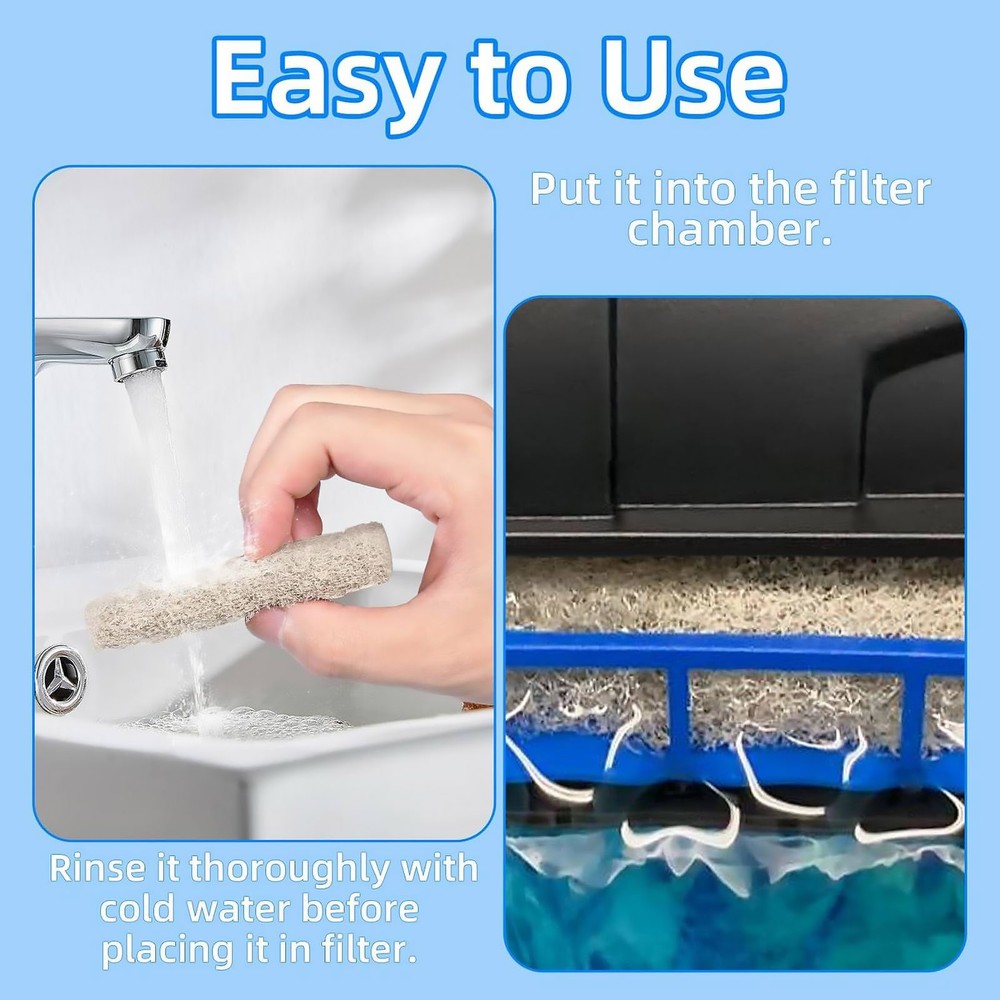12 x Aquarium Ammonia Filter Pads Replacement Compatible For HOB Filter