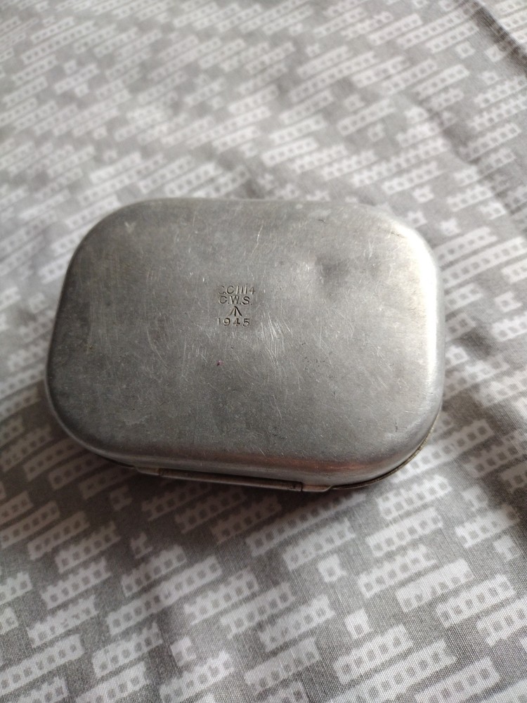 WW2 British Army Aluminium Soap Container Tin 1945