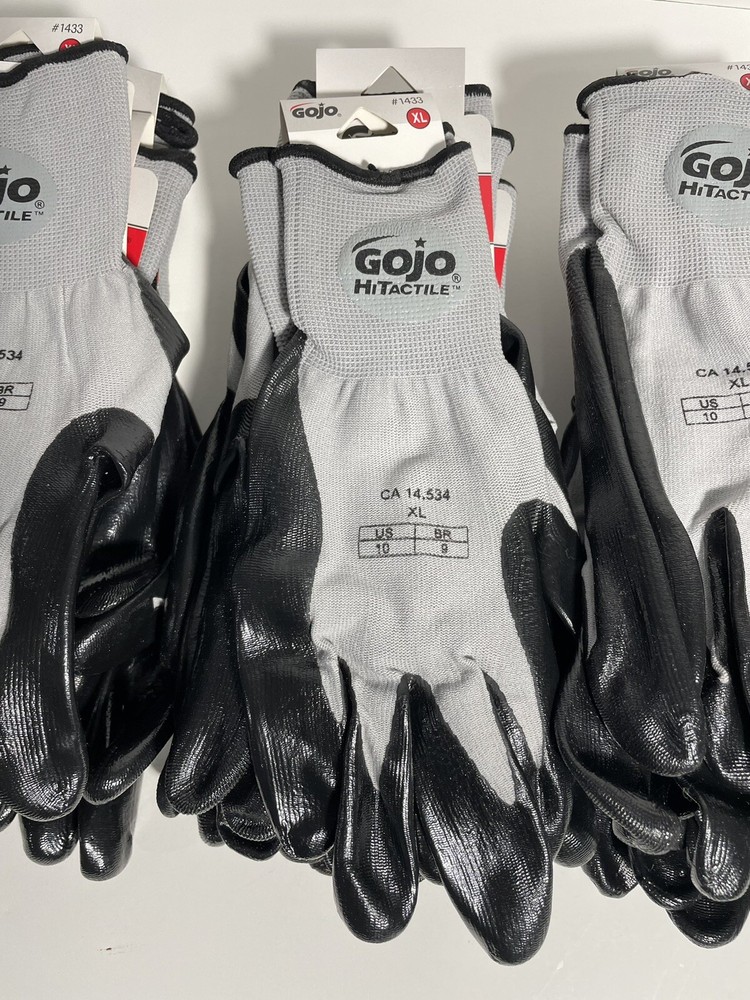 GOJO HiTactile General Purpose Work Gloves - X-Large Size, Nitrile, breathable