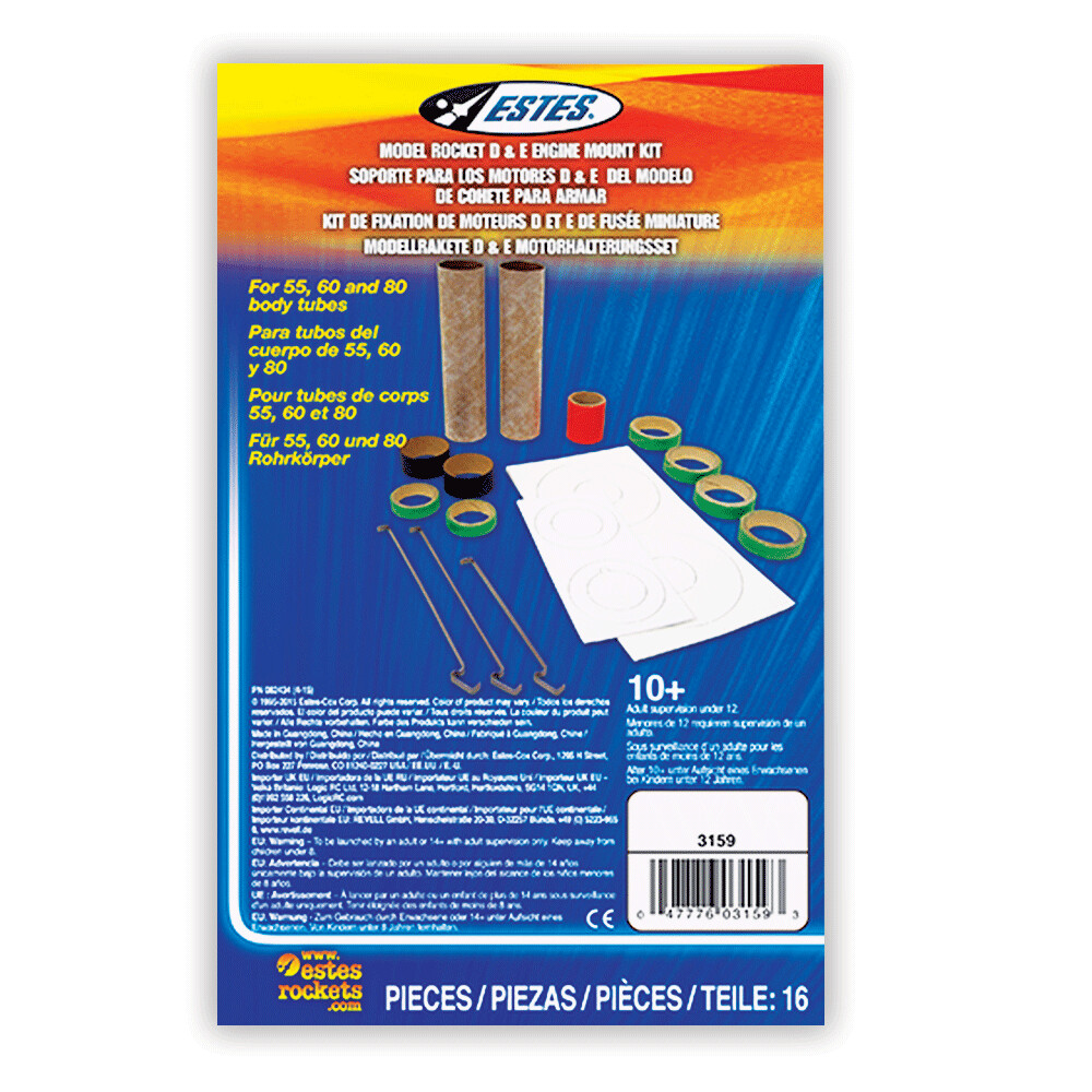 Estes Flying Model Rocket Accessory D & E Engine Mount Kit EST 3159