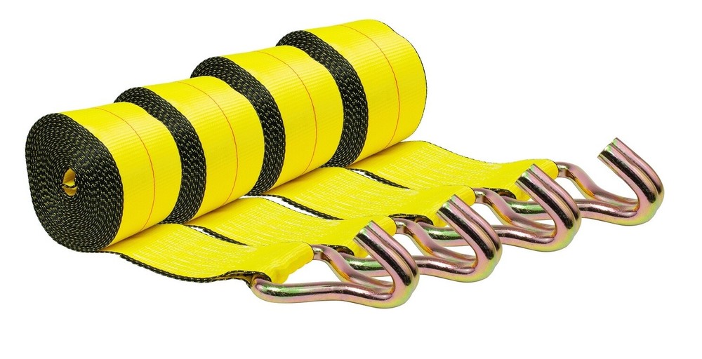 (4 Pack) 4" x 30' Winch Strap with Wire Hook Flatbed Trailer Straps